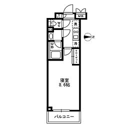 レジディア亀戸 10階1Kの間取り