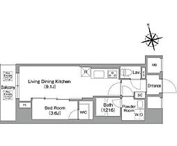 コンフォリア・リヴ南砂町EAST 1LDKの間取図画像
