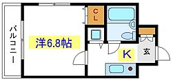 ベルレージュ亀戸 1Kの間取図画像