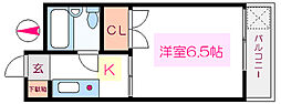 柘植ビル 1Kの間取図画像