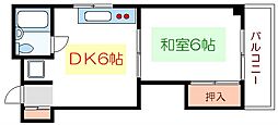 前田ビル 1DKの間取図画像