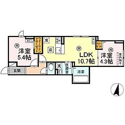 セレスティア千住元町 2階2LDKの間取り