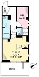 東武伊勢崎線 梅島駅 徒歩9分の賃貸マンション 1階1LDKの間取り