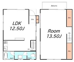 東武伊勢崎線 梅島駅 徒歩19分の賃貸一戸建て 1LDKの間取り