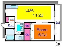 清和ハイツ 1階1LDKの間取り
