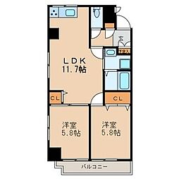 日暮里舎人ライナー 谷在家駅 徒歩12分の賃貸マンション 6階2LDKの間取り