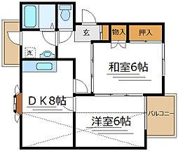メゾンGP 2DKの間取図画像