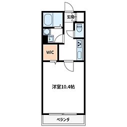 宮内サンハイツ本木3 1Kの間取図画像