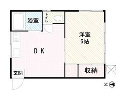 宝蓮荘 1階1DKの間取り