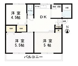 渡辺マンション 3DKの間取図画像