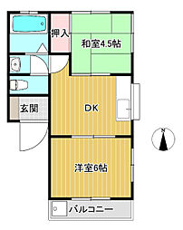 大泉コーポ 1階2DKの間取り