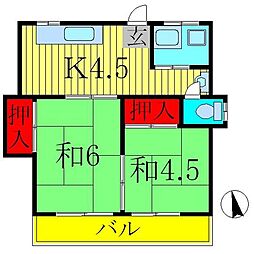 山田荘 2階2Kの間取り
