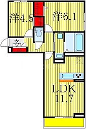 ハイピクチャー C棟 1階2LDKの間取り