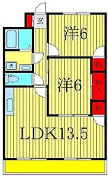 第1パークマンション西原 2LDKの間取図画像