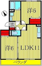 ラフォーレ上ノ台Ｃ 1階2LDKの間取り