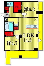 フリージアおおたかの森 3階2LDKの間取り