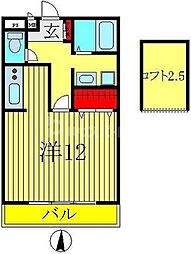セレニティーホームズ　Ｃ 2階ワンルームの間取り
