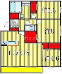 ティアラI 3階3LDKの間取り