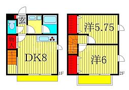 シャルール 2階2LDKの間取り