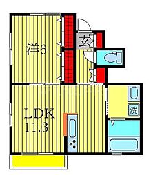 ボナールメゾン 1階1LDKの間取り