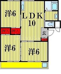 第三関東マンション 1階3LDKの間取り