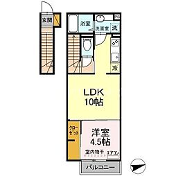 グランテージ 2階1LDKの間取り