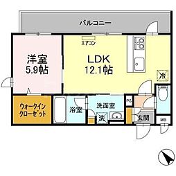 インフィニット　カンワ 4階1LDKの間取り
