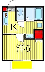 カーサ高柳 1階1Kの間取り