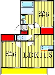 グランドゥールI 1階2LDKの間取り