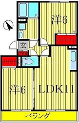 ラフォーレ上ノ台Ｃ 1階2LDKの間取り