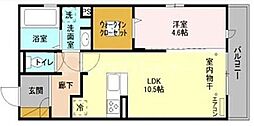 フェリーチェおおたかの森 2階1LDKの間取り
