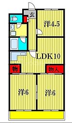 第6松戸コーポ 3階3LDKの間取り