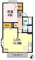 セジュールYKII 1階1LDKの間取り