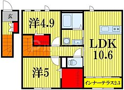 Feluca 2階1LDKの間取り