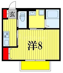 アルカディアメゾン 1Kの間取図画像