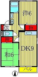 ピュアタウン南逆井C棟 2DKの間取図画像