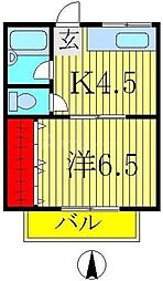 コーポラス24 1Kの間取図画像
