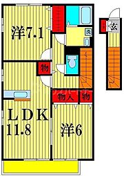 ノールメゾン3 2LDKの間取図画像