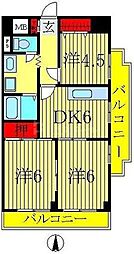 ネモト第三ビル 3DKの間取図画像