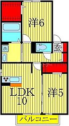 カームベリーA 2LDKの間取図画像