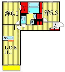 ベリーナ 2LDKの間取図画像