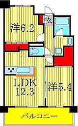 プレシャスタワー柏 2LDKの間取図画像