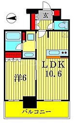 ライオンズタワー柏 1LDKの間取図画像