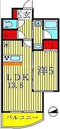 ノートル・レーヴ井上 1LDKの間取図画像