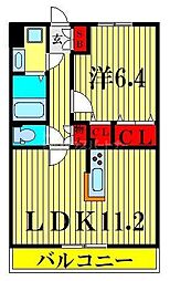 グリシーナおおたかIII 1LDKの間取図画像