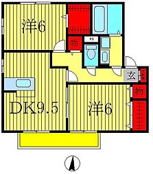 ソレアードD 2DKの間取図画像