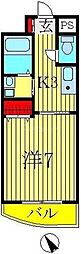 宇田川柏ビル 1Kの間取図画像