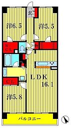 クレストフォルム柏サウスウイング 3LDKの間取図画像