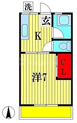 シティハイムコーポあらく 1Kの間取図画像