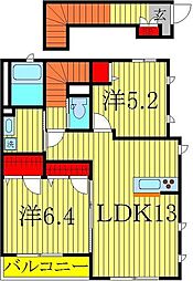 グリシーナ 2LDKの間取図画像